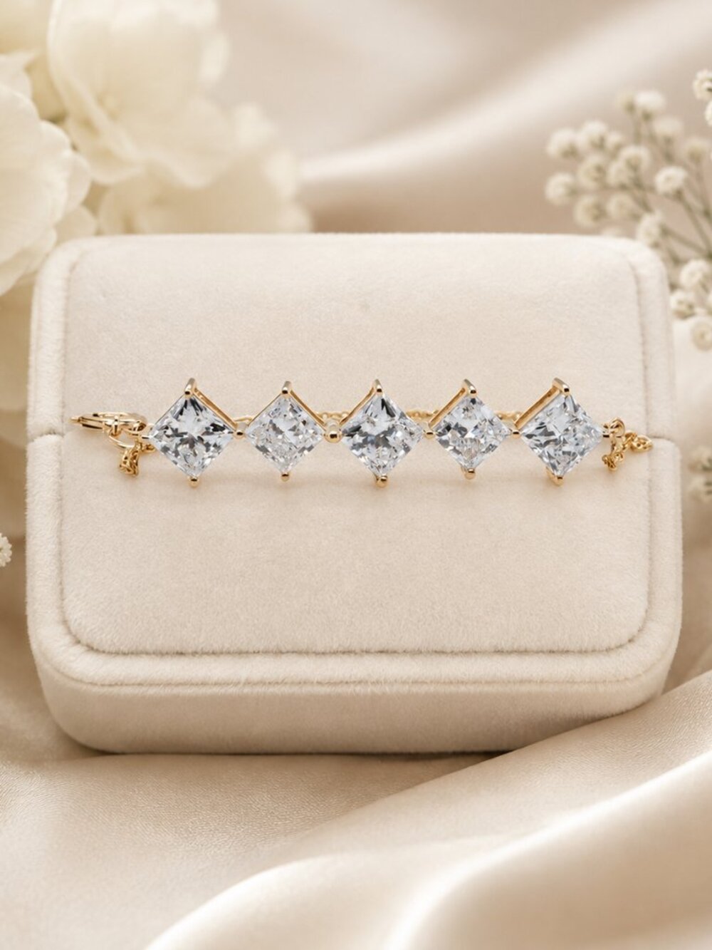 Five-Stone Princess Lab Diamond Bracelet